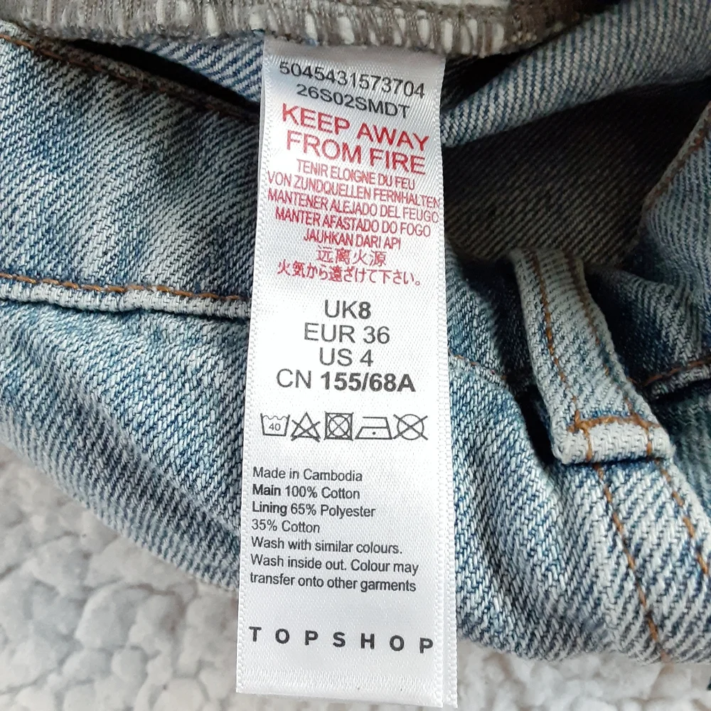 TOPSHOP High Rise Mom Jean Cut Off Denim Shorts Size Petite 4 - Picture 5 of 6